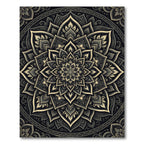 Sophisticated Charcoal and Gold Mandala Rug