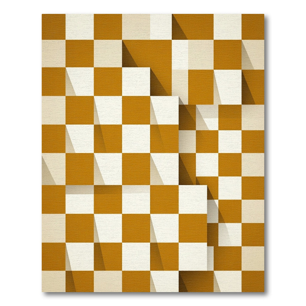 Amber Checkerboard Illusion Squares Rug
