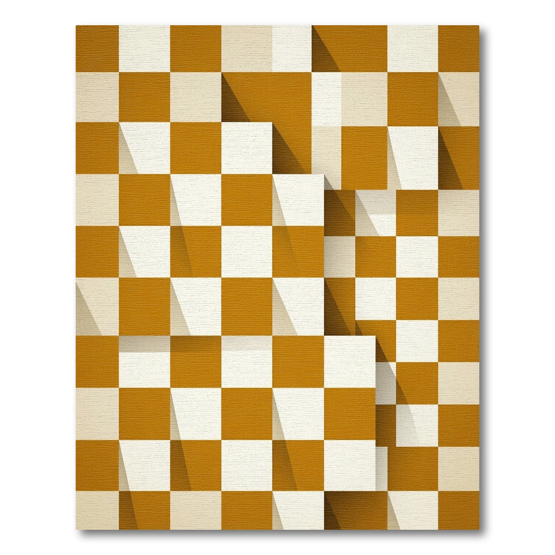 Amber Checkerboard Illusion Squares Rug
