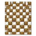 Gold White Art Deco Geometric Squares Rug