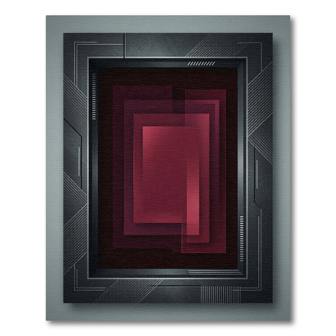 Deep Red Geometric Stack Rug