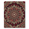 Deep Red Gold Floral Mandala Rug