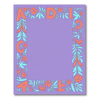 Coral Orange Floral Border With Letters Rug
