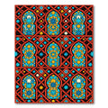 Red Sunburst Arabesque Geometric Rug