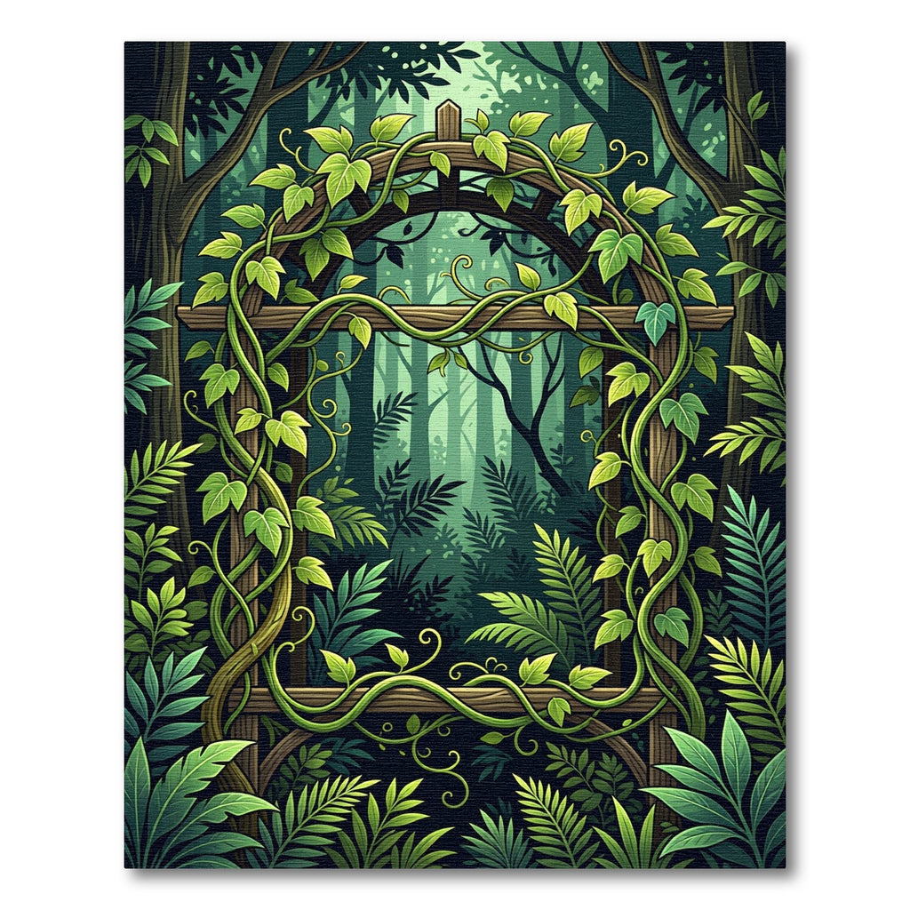 Lush Verdant Forest Arch Foliage Rug