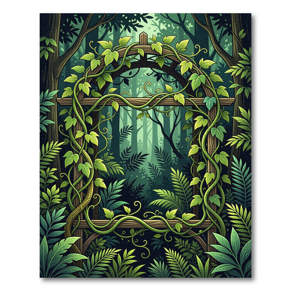 Lush Verdant Forest Arch Foliage Rug