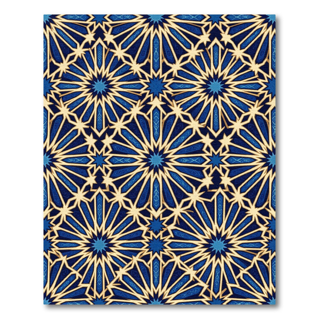 Geometric Starburst Navy and Gold Rug