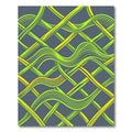 Vibrant Neon Lime Wavy Intersecting Lines Rug
