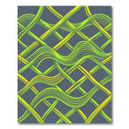 Vibrant Neon Lime Wavy Intersecting Lines Rug