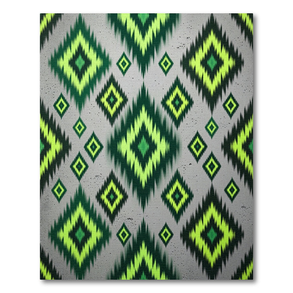 Vibrant Neon Green Ikat Diamond Rug