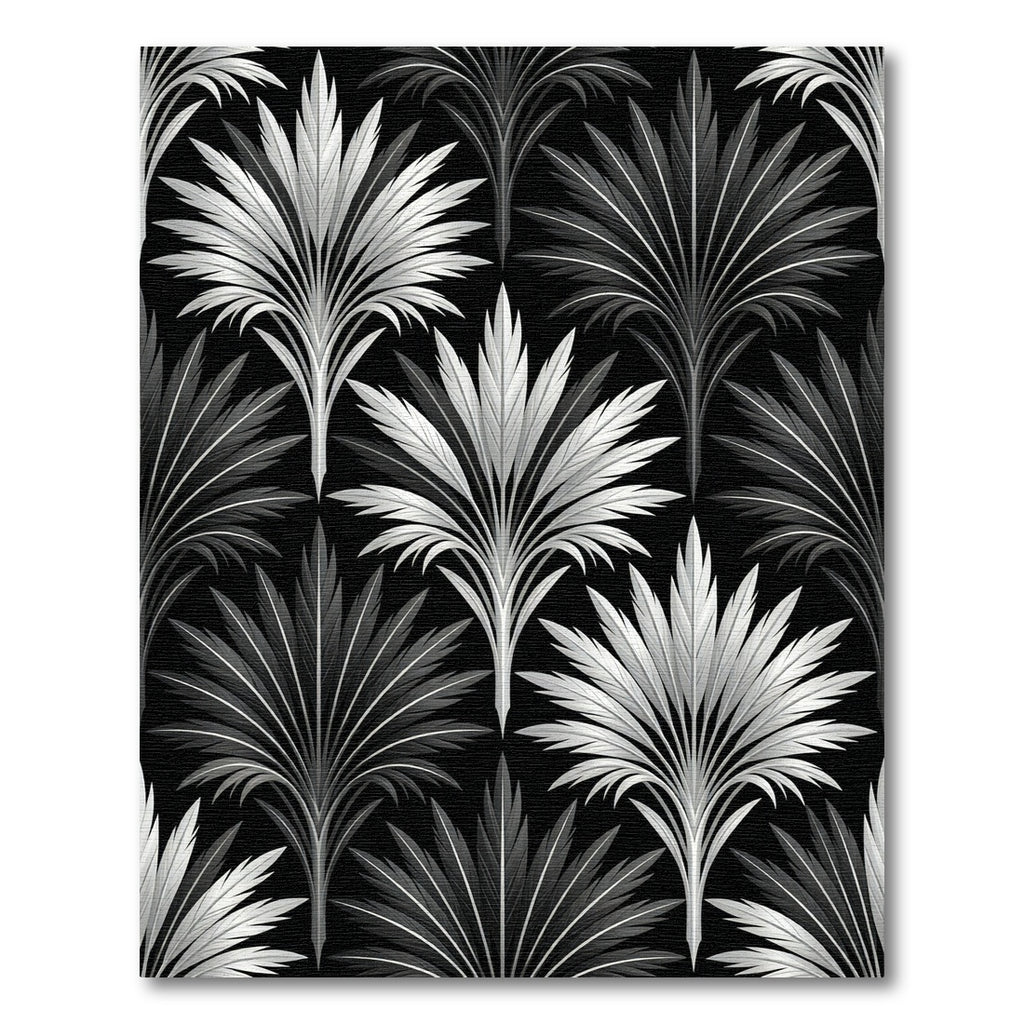 Monochrome Art Deco Fan Leaf Rug