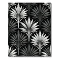 Monochrome Art Deco Fan Leaf Rug