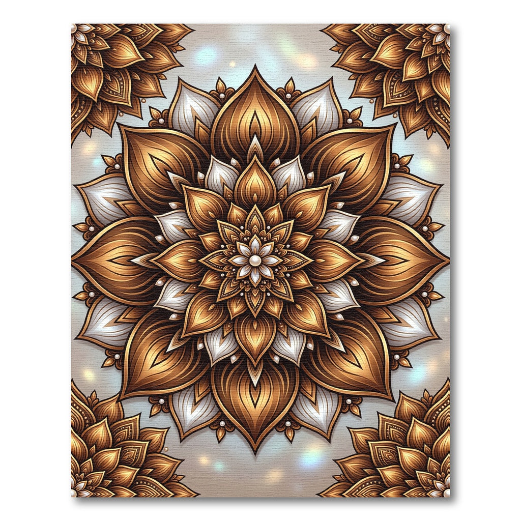 Golden Bronze Floral Medallion Rug