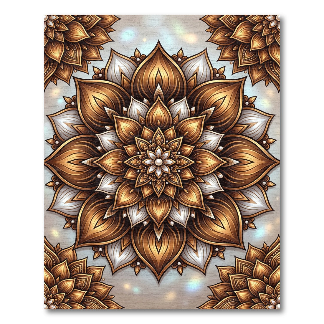 Golden Bronze Floral Medallion Rug