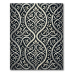 Ornate Silver Interlocking Floral Swirls Rug