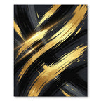Black and Gold Abstract Brushstroke Rug