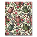 Vintage Gardening Tool and Rose Botanical Rug