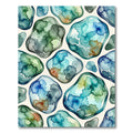 Watercolor Teal Coastal Pebble Abstract Rug