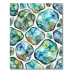 Watercolor Teal Coastal Pebble Abstract Rug
