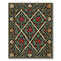 Elegant Black Floral Diamond Lattice Rug