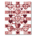 Romantic Pink Plaid Hearts Rug