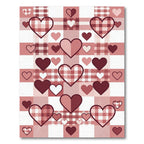 Romantic Pink Plaid Hearts Rug