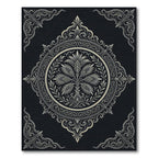 Monochromatic Ornate Floral Scrollwork Rug