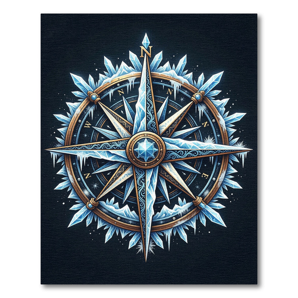Icy Celestial Compass Frost Star Rug