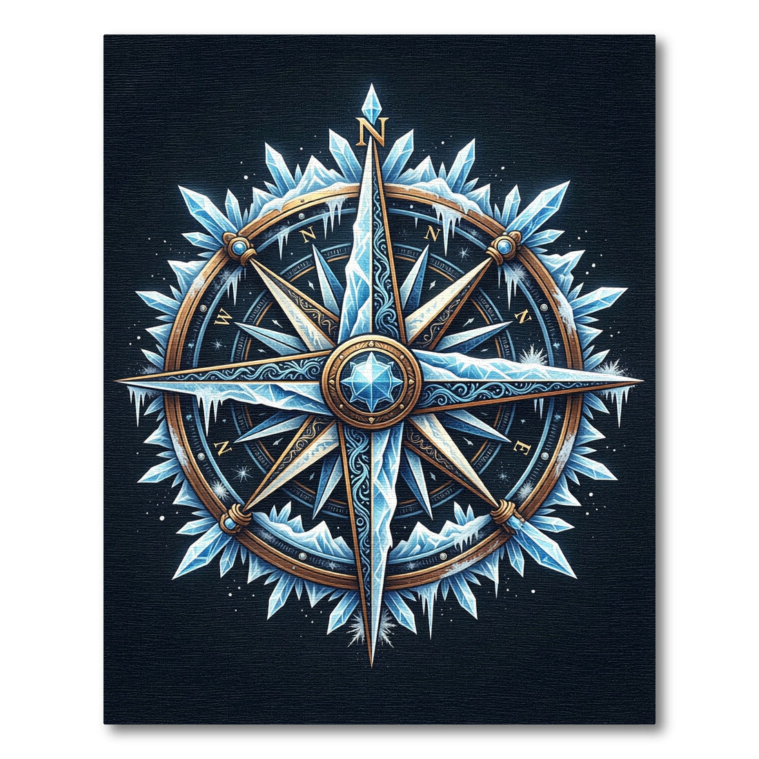 Icy Celestial Compass Frost Star Rug