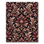 Ornate Terracotta Damask Foliage Scroll Rug