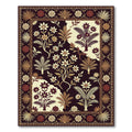 Rich Burgundy Floral Botanical Arrangement Rug