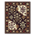 Rich Burgundy Floral Botanical Arrangement Rug