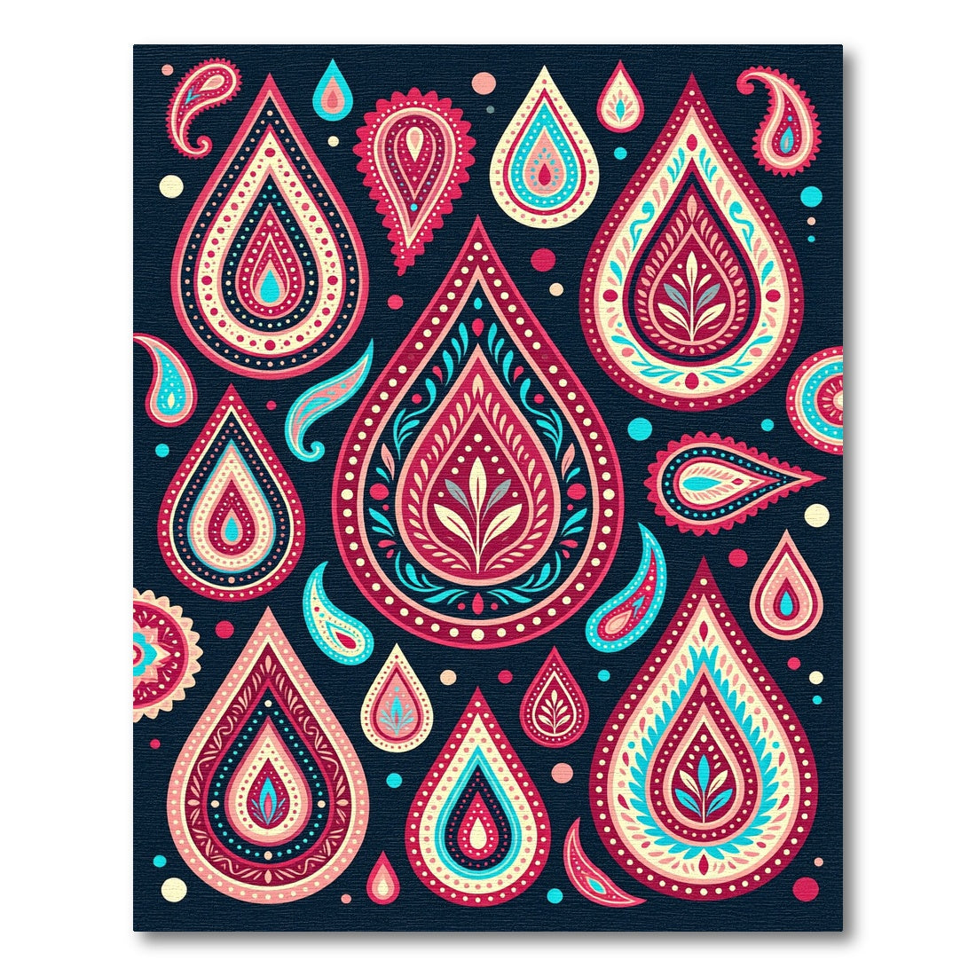 Vibrant Magenta Paisley Teardrop Arrangement Rug