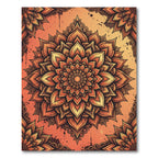 Sunset Orange Floral Lotus Mandala Rug