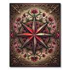 Vintage Crimson Floral Compass Medallion Rug