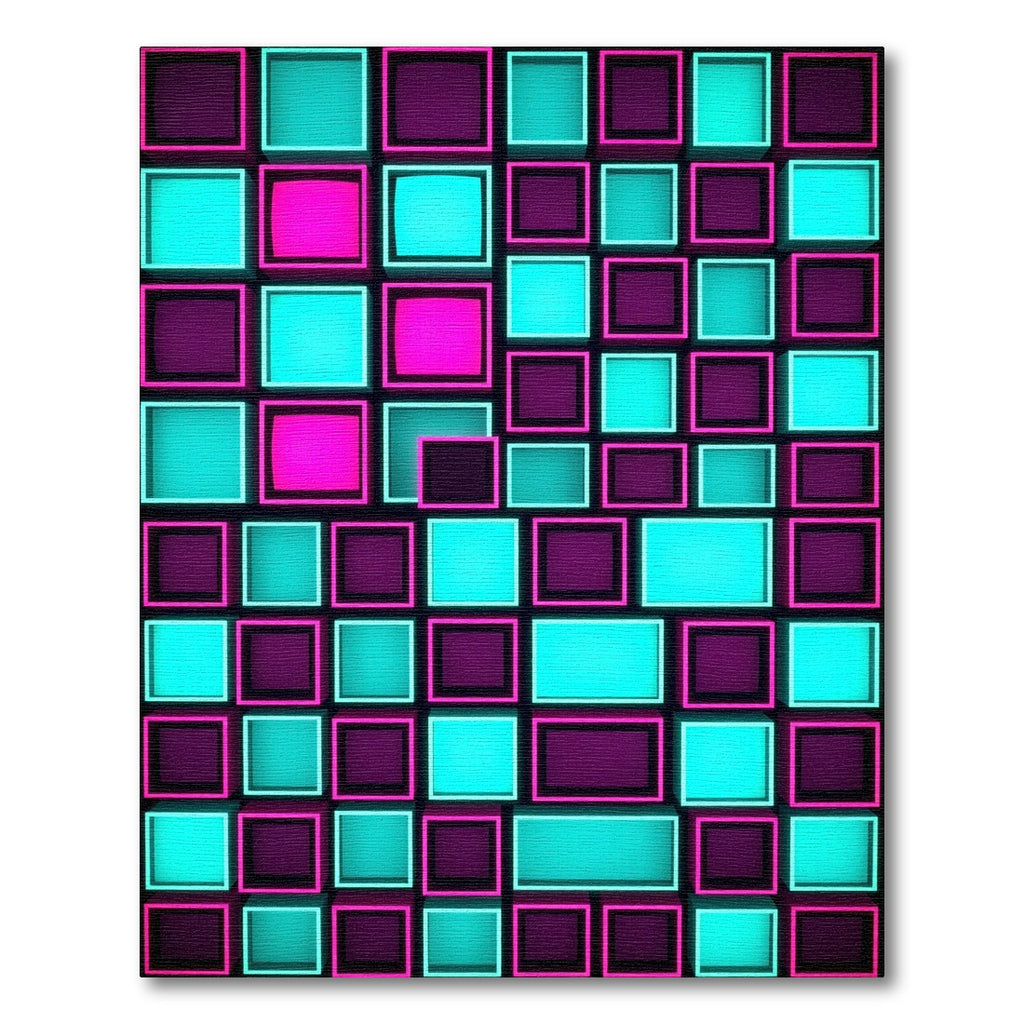 Neon Cyber Grid Geometric Mosaic Rug