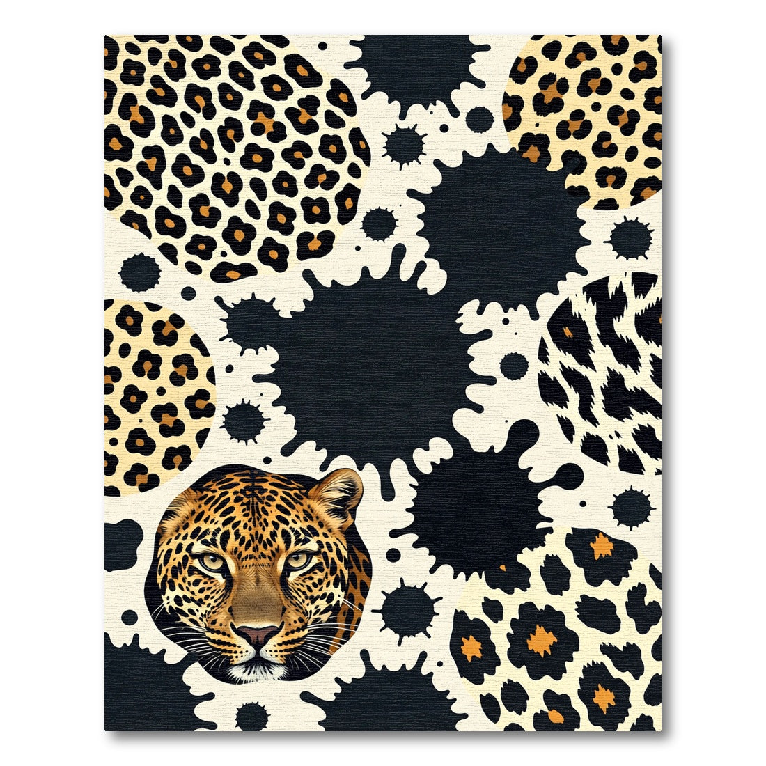 Black Ink Splash Leopard Animal Spot Rug