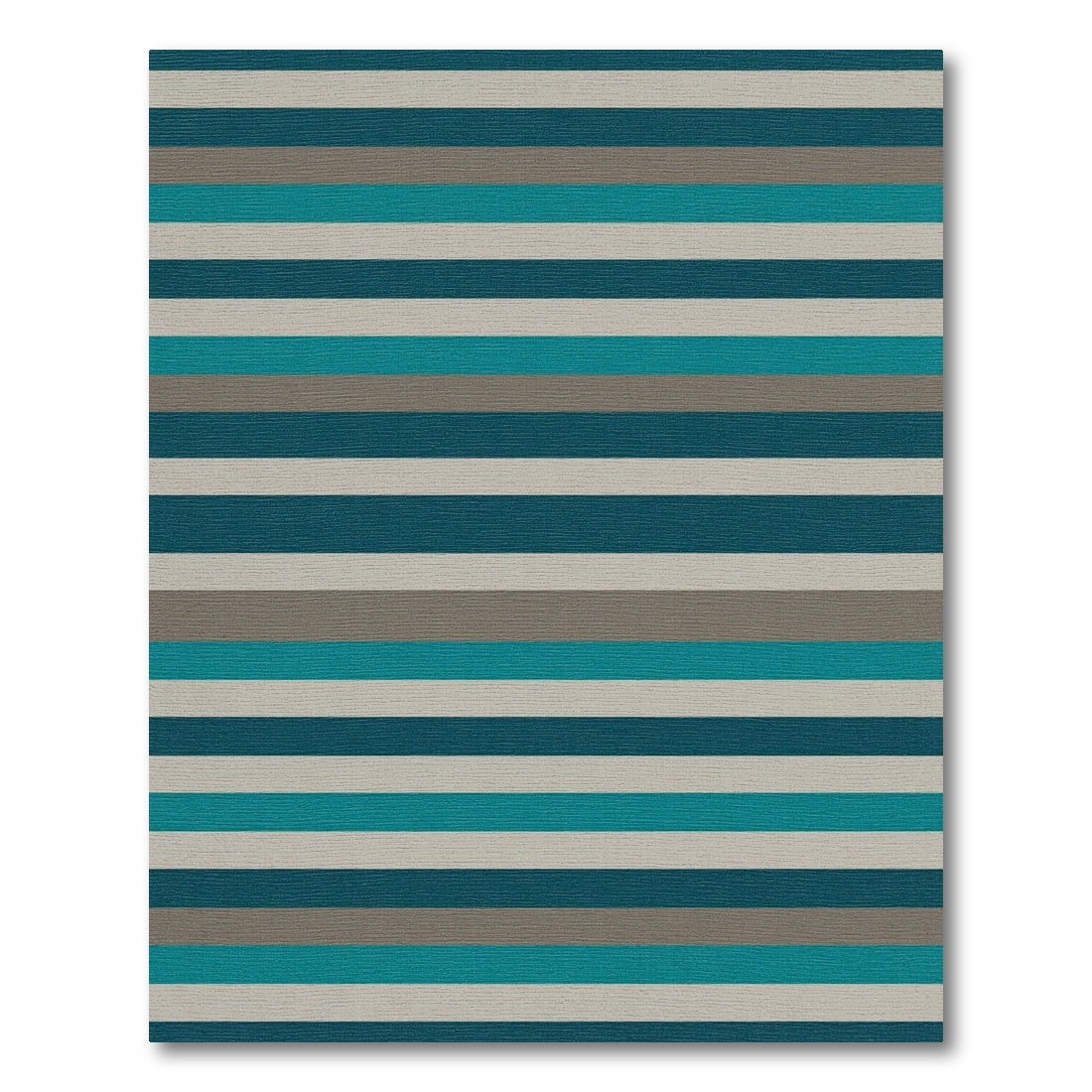 Coastal Teal Gray White Stripe Arrangement Rug