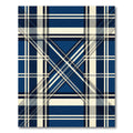 Contemporary Navy and Cream Plaid Rug