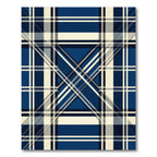 Contemporary Navy and Cream Plaid Rug
