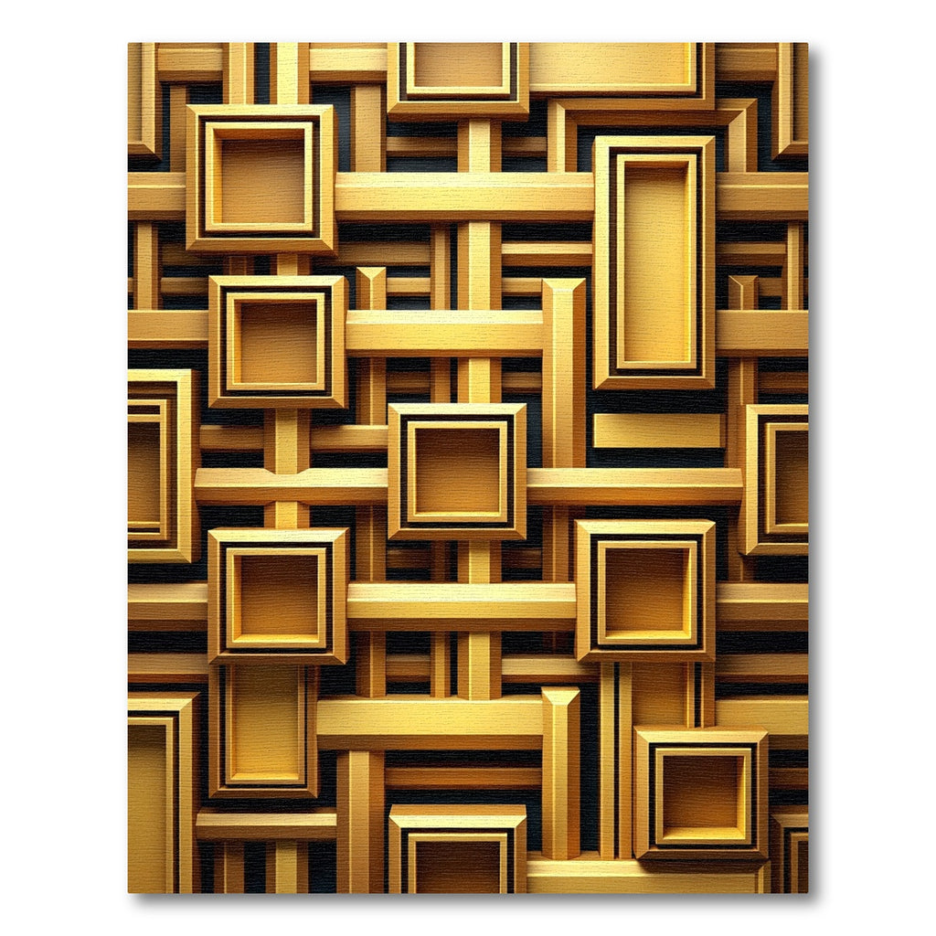Modern Geometric Golden Interwoven Grid Rug