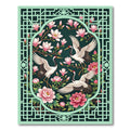 Elegant Crane Magnolia Sage Peony Art Rug