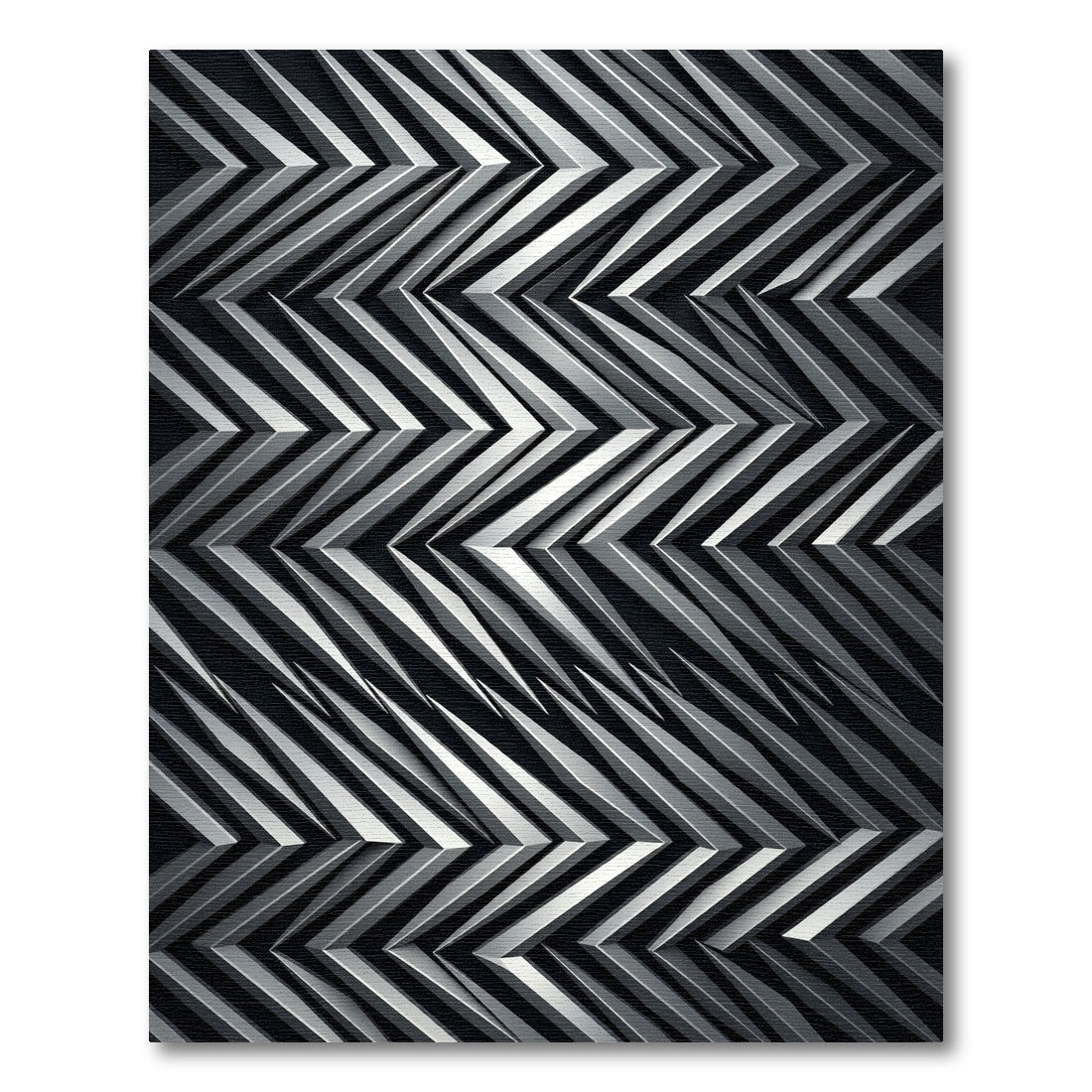 Modern Silver Chevron Jagged Lines Rug