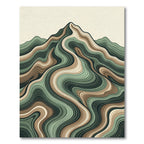 Earthy Green Wavy Mountain Landscape Rug