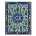 Serene Blue Cypress Tree Garden Medallion Rug