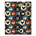 Rustic Farmhouse Hexagon Rooster Milk Jug Rug