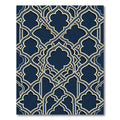Elegant Navy Gold Interlocking Lattice Rug