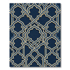 Elegant Navy Gold Interlocking Lattice Rug