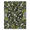 Black Floral Vine Garden Rug