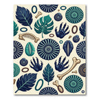 Dark Teal Fossil and Leaf Botanical Rug